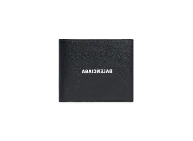 BALENCIAGA Cash Square Folded Coin Wallet Grained Calfskin "Black"
