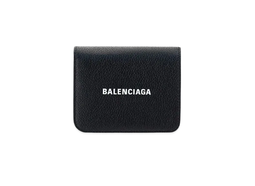BALENCIAGA Cash Bi-Fold Card Holder Grained Calfskin "Black"