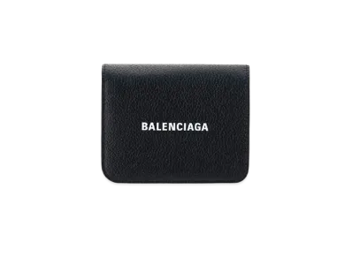 BALENCIAGA Cash Bi-Fold Card Holder Grained Calfskin "Black"