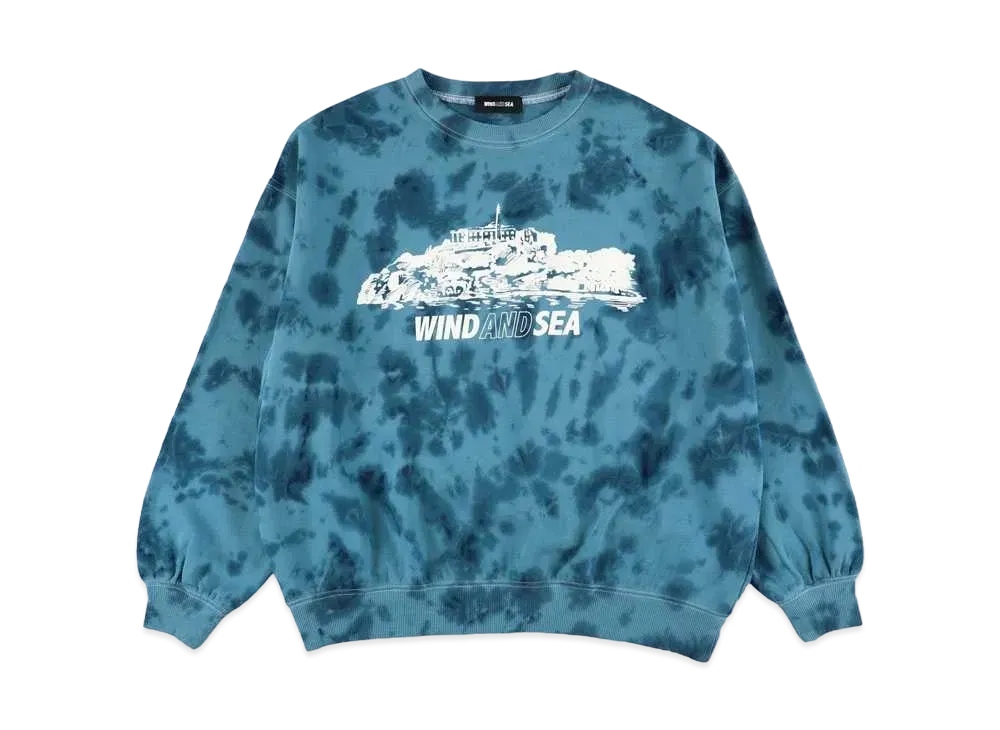 WIND AND SEA Tiedye Isolated Island Crew Sweat "Blue Tiedye"