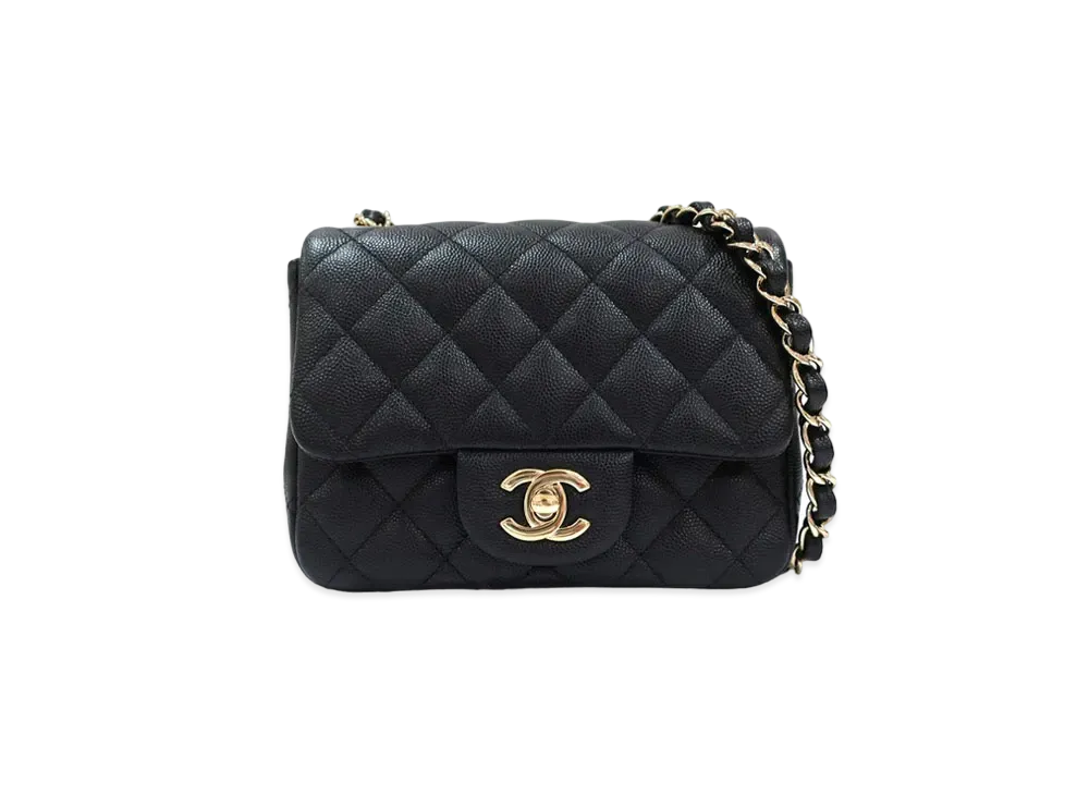 CHANEL Mini Matelasse Caviarskin "Black/Gold"