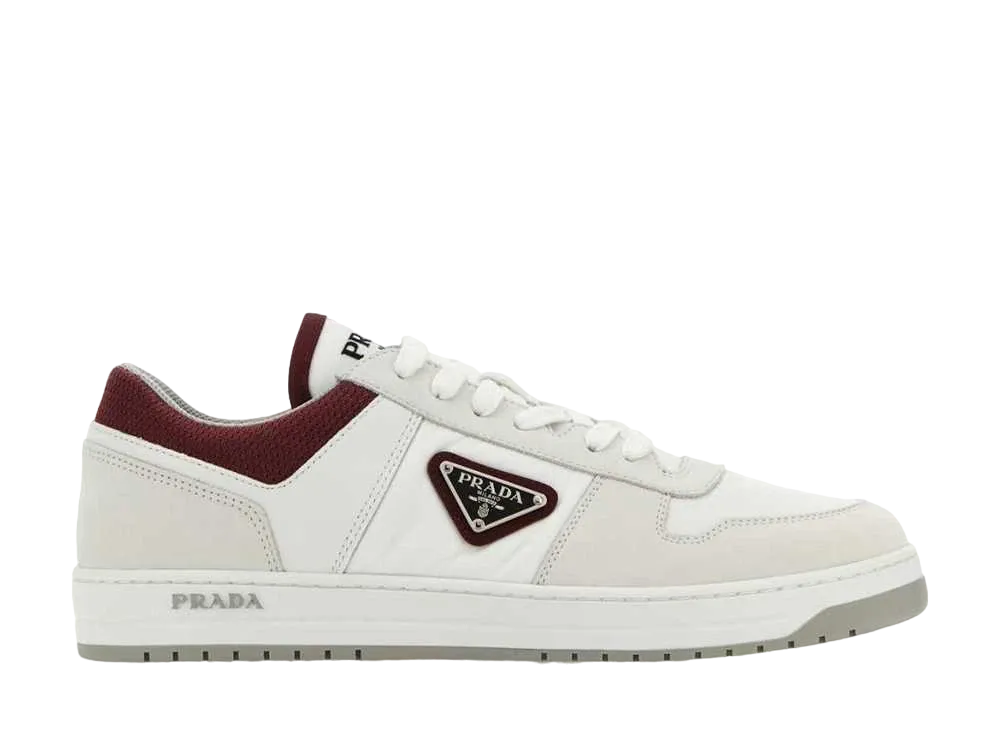 PRADA Downtown Re-Nylon Sneakers "White/Bordeaux"