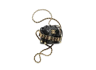 CHANEL Matelasse Mini Chain Clutch Bag Caviarskin "Black/Gold"