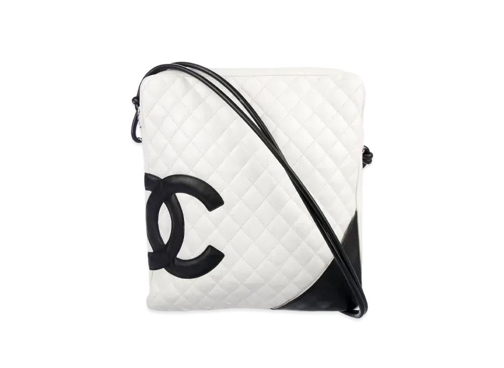 CHANEL Cambon Line Pochette Crossbody Bag GM "White/Black"
