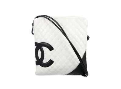CHANEL Cambon Line Pochette Crossbody Bag GM "White/Black"