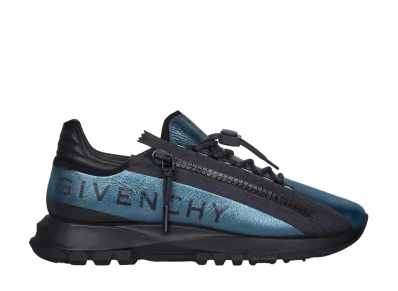 GIVENCHY Spectre Runner Sneakers In Laminated Leather With Zip "Blue/Silver"