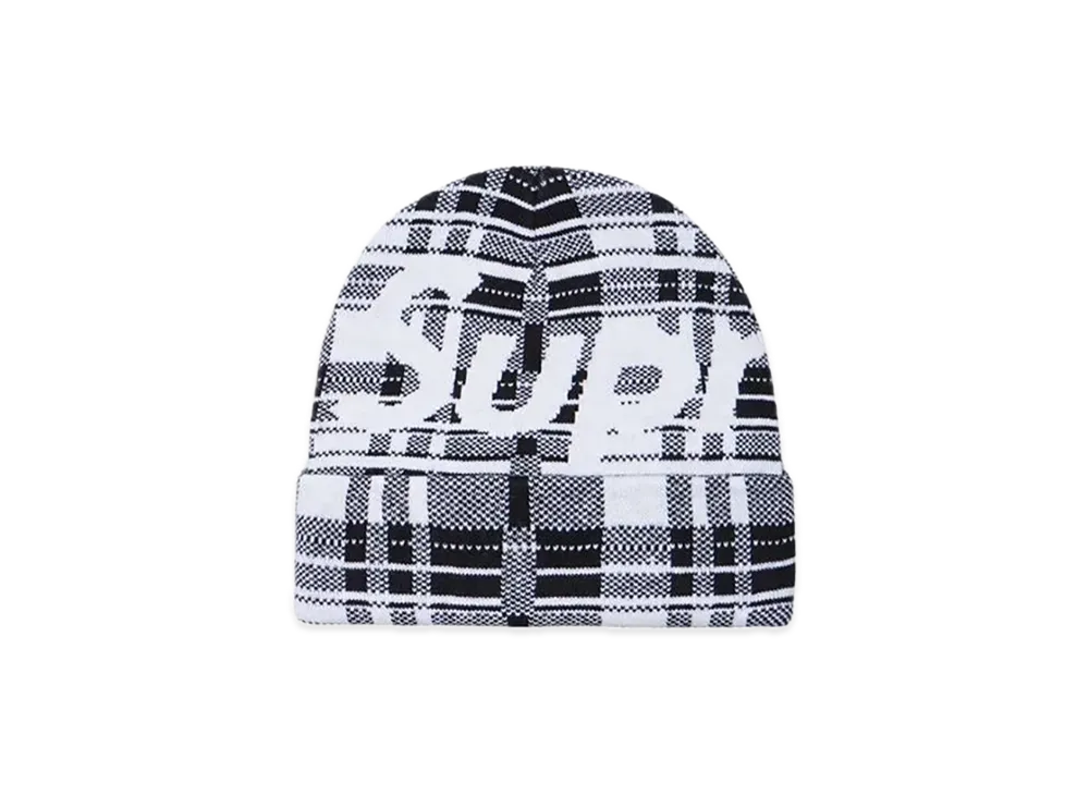 Supreme Big Logo Beanie "White Plaid" (23FW)