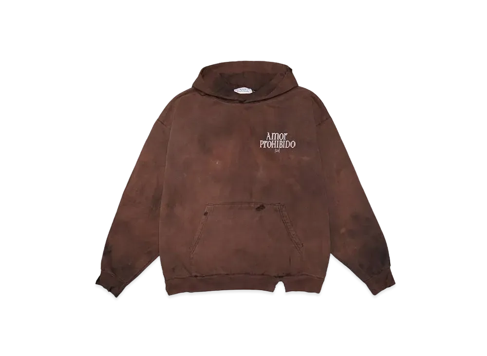 Amor Prohibido DISTRESSED LOGO HOODIE "RUST"