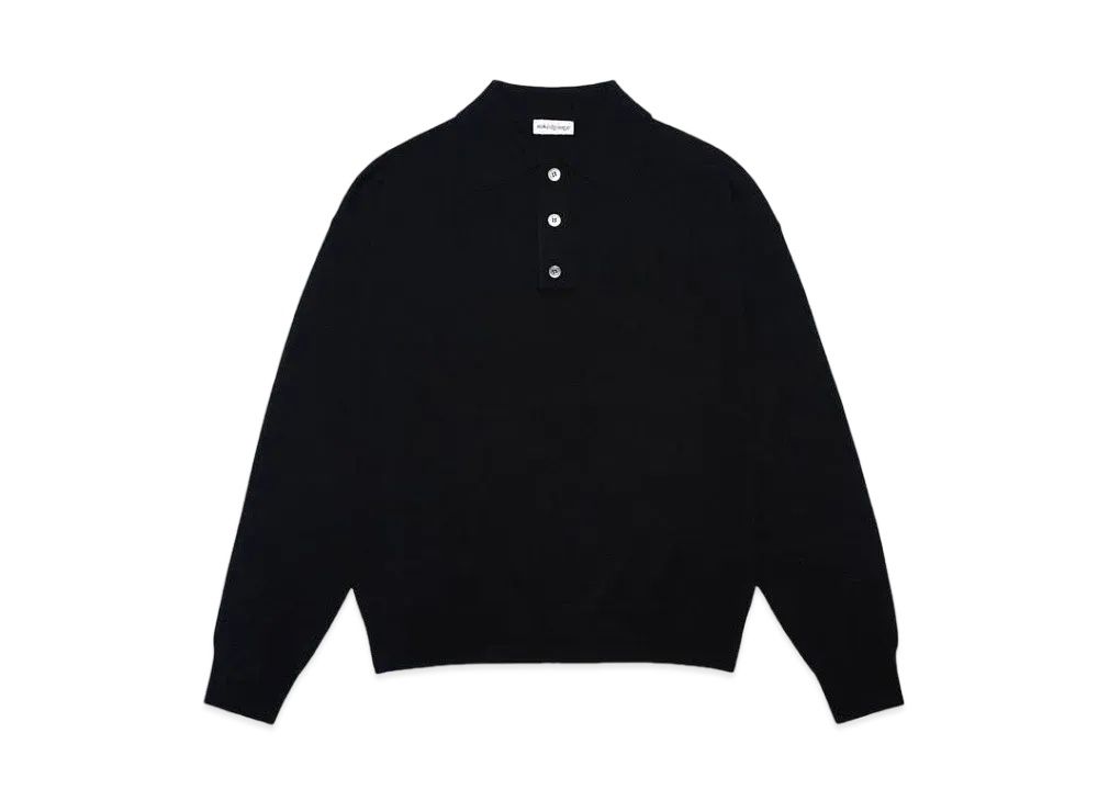 nakedgauge CLASSIC WOOL YARN ‘80 POLO’ JUMPER "BLACK"