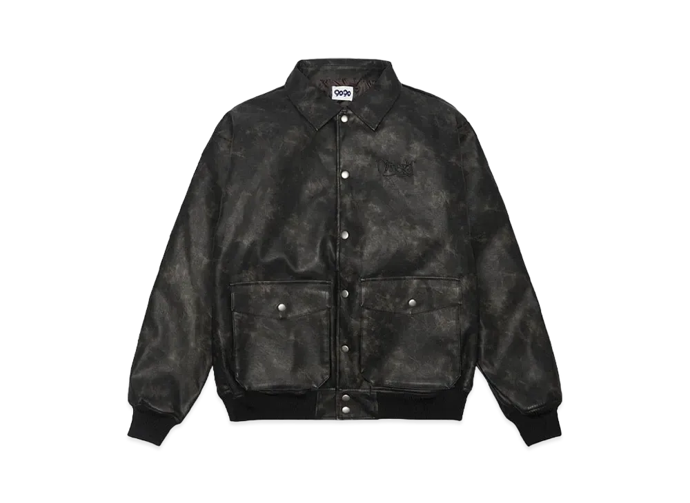 9090 Tagging Logo Vintage Leather Jacket "Black"