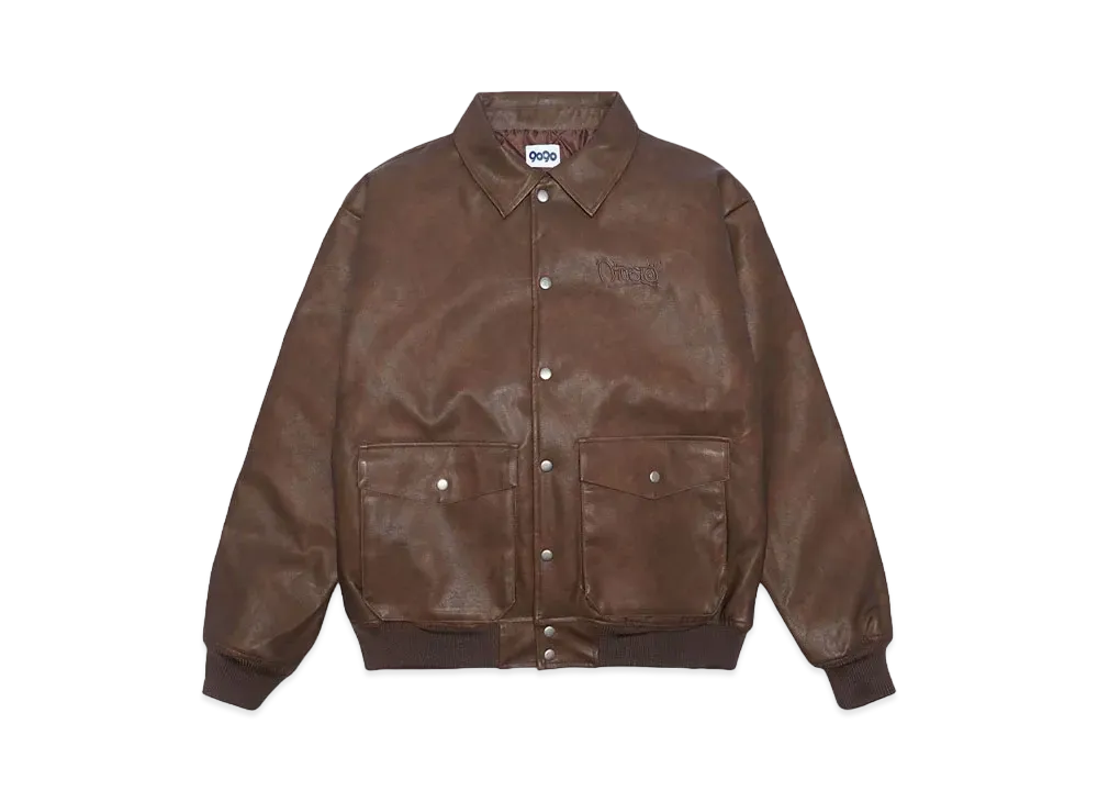 9090 Tagging Logo Vintage Leather Jacket "Brown"