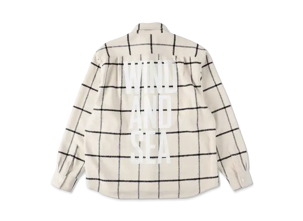 WIND AND SEA Military Surplus Windowpane Plaid Shirt "White"