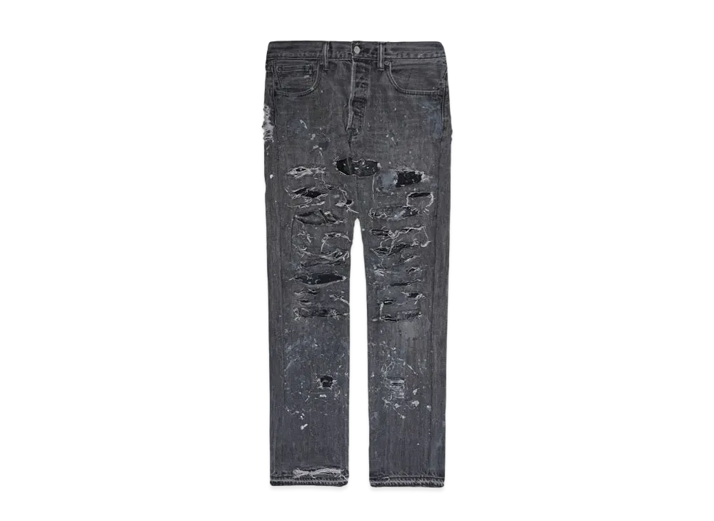 INNOCENCE NYC DESTROY LEATHER DENIM PANTS 33inch "Lt Denim"
