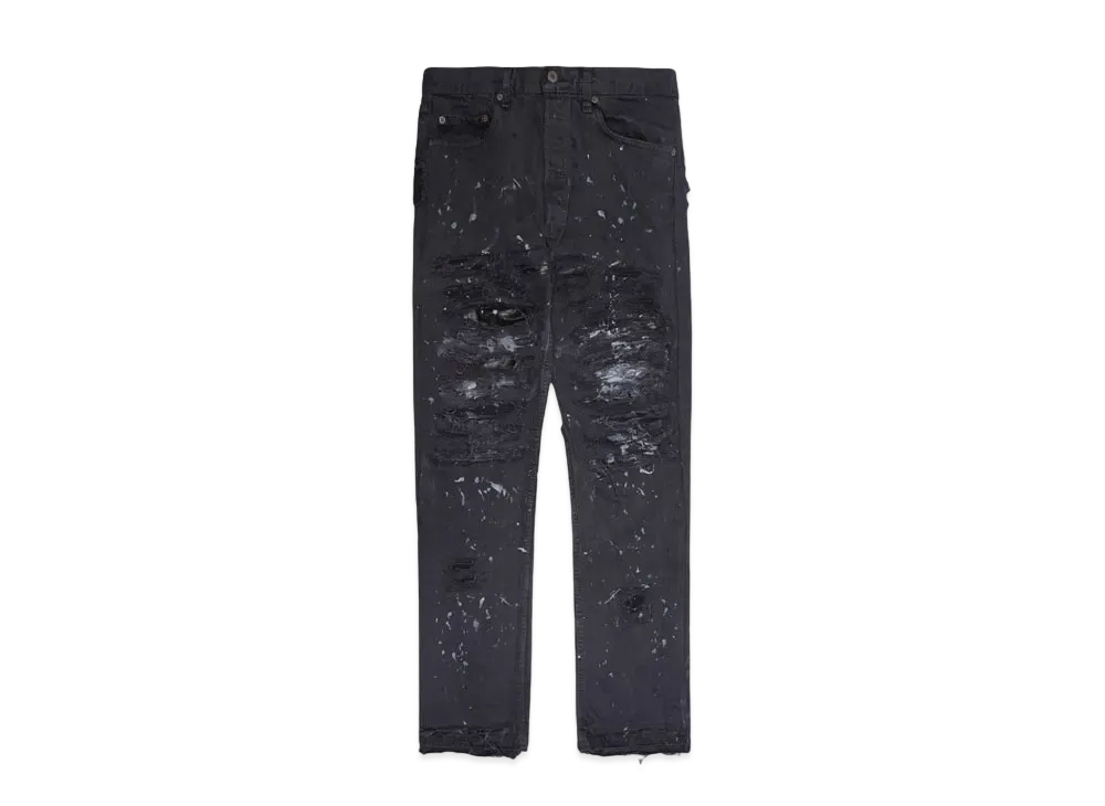 INNOCENCE NYC DESTROY LEATHER DENIM PANTS 32inch "Lt Denim"