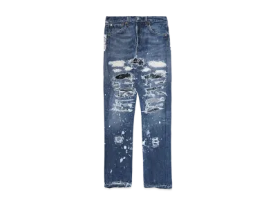 INNOCENCE NYC DESTROY LEATHER DENIM PANTS 34inch "Lt Denim"