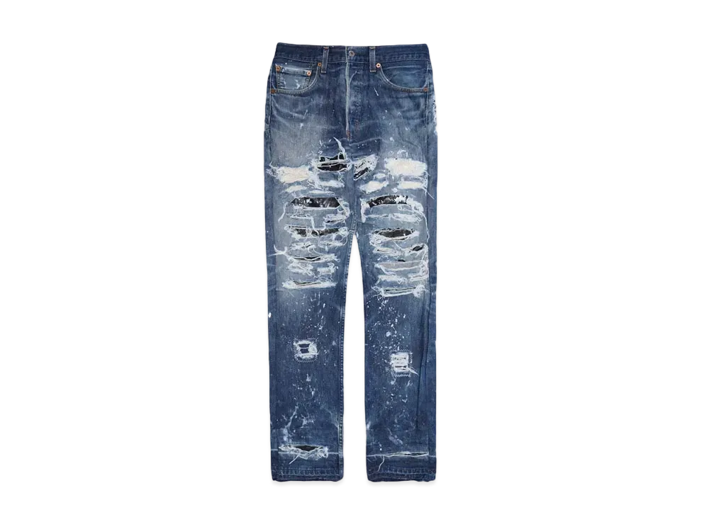 INNOCENCE NYC DESTROY LEATHER DENIM PANTS 32inch "Lt Denim"