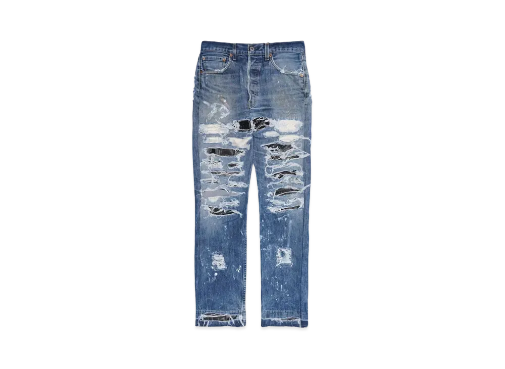 INNOCENCE NYC DESTROY LEATHER DENIM PANTS 31inch "Lt Denim"