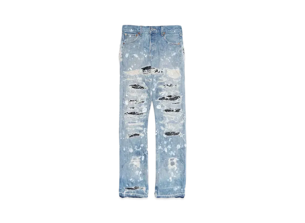 INNOCENCE NYC DESTROY LEATHER DENIM PANTS 30inch "Lt Denim"