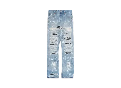 INNOCENCE NYC DESTROY LEATHER DENIM PANTS 30inch "Lt Denim"