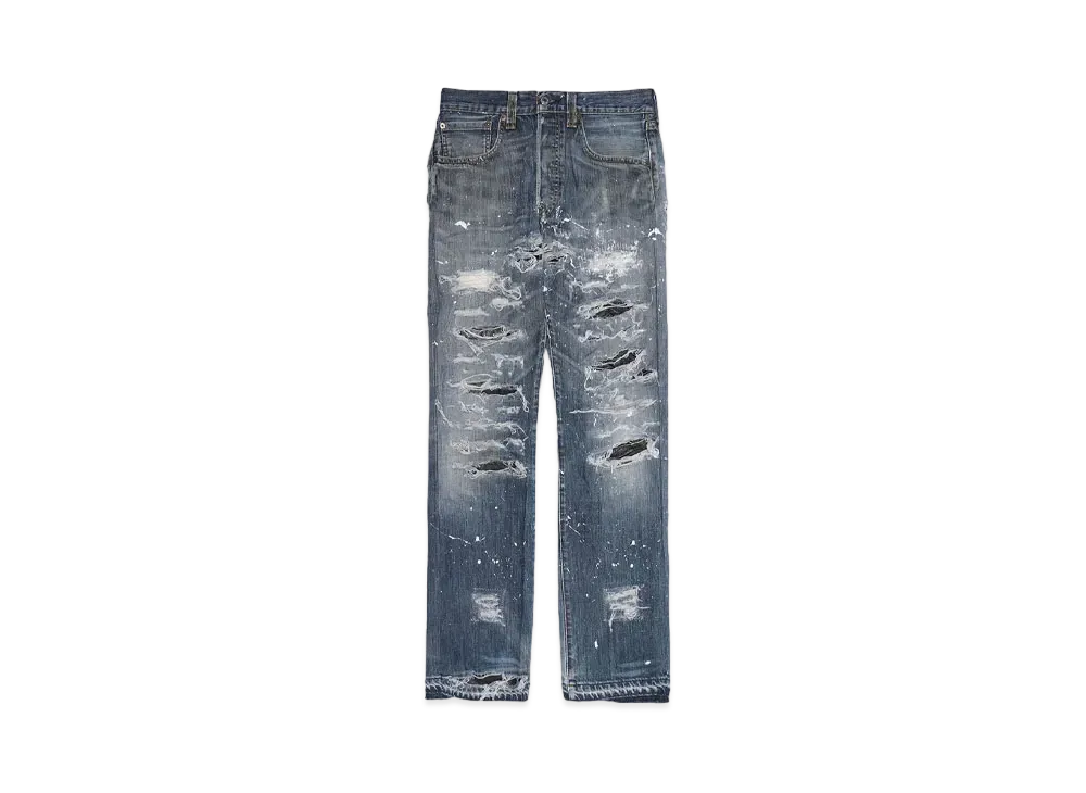 INNOCENCE NYC DESTROY LEATHER DENIM PANTS 30inch "Lt Denim"