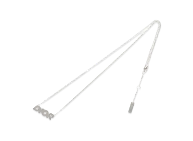 Dior HOMME Logo Plate Necklace "Silver"