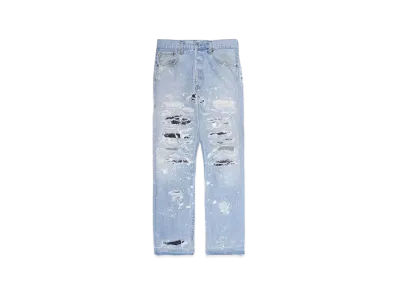 INNOCENCE NYC DESTROY LEATHER DENIM PANTS 32inch "Lt Denim"