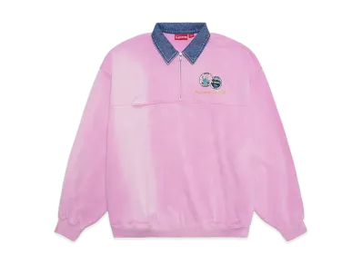 Supreme Denim Collar Half Zip Sweatshirt "Pink"