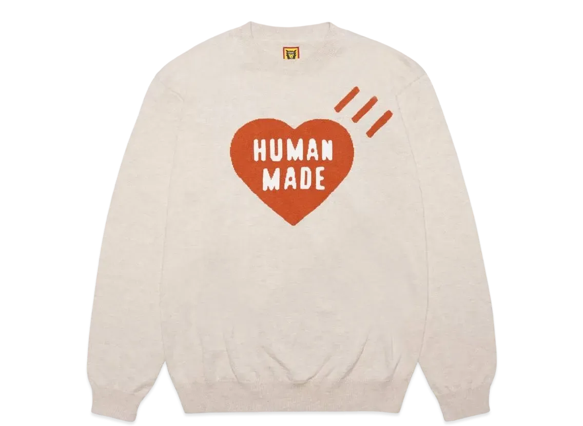 HUMAN MADE HEART L/S KNIT SWEATER "Beige"