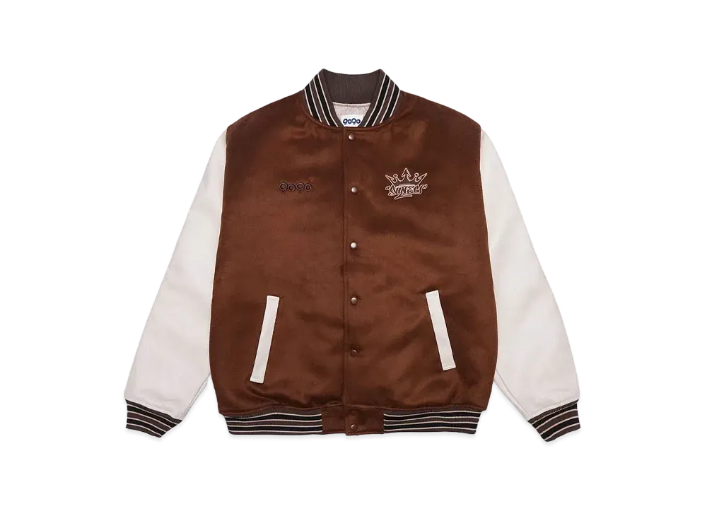 9090 King Logo Classic Stadium Jacket "Dark Brown"