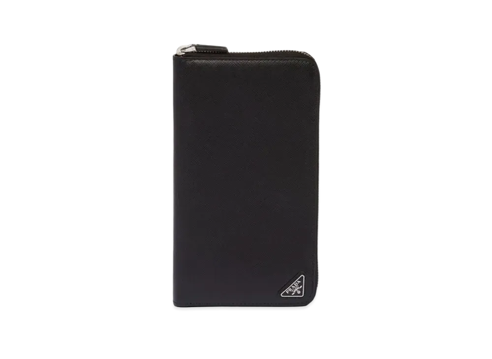 プラダ サフィアーノレザー ジップアラウンドウォレット "ブラック" 2ML188 QHH F0002 2ML188 QHH F0002