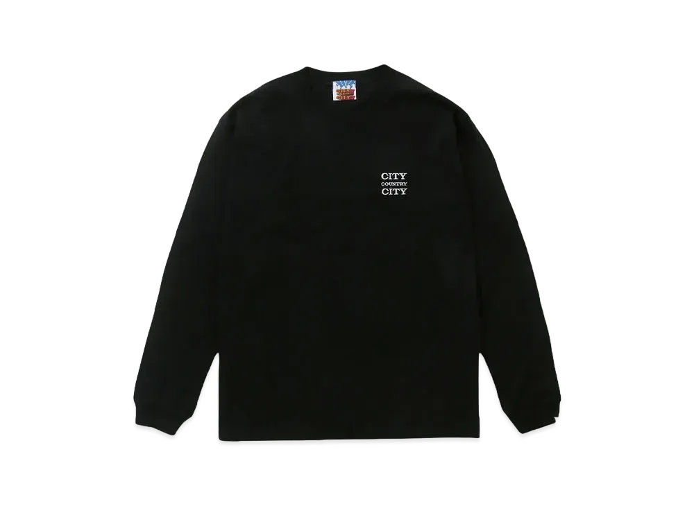 CITY COUNTRY CITY EMBROIDERED LOGO COTTON L/S T-SHIRT "BLACK"