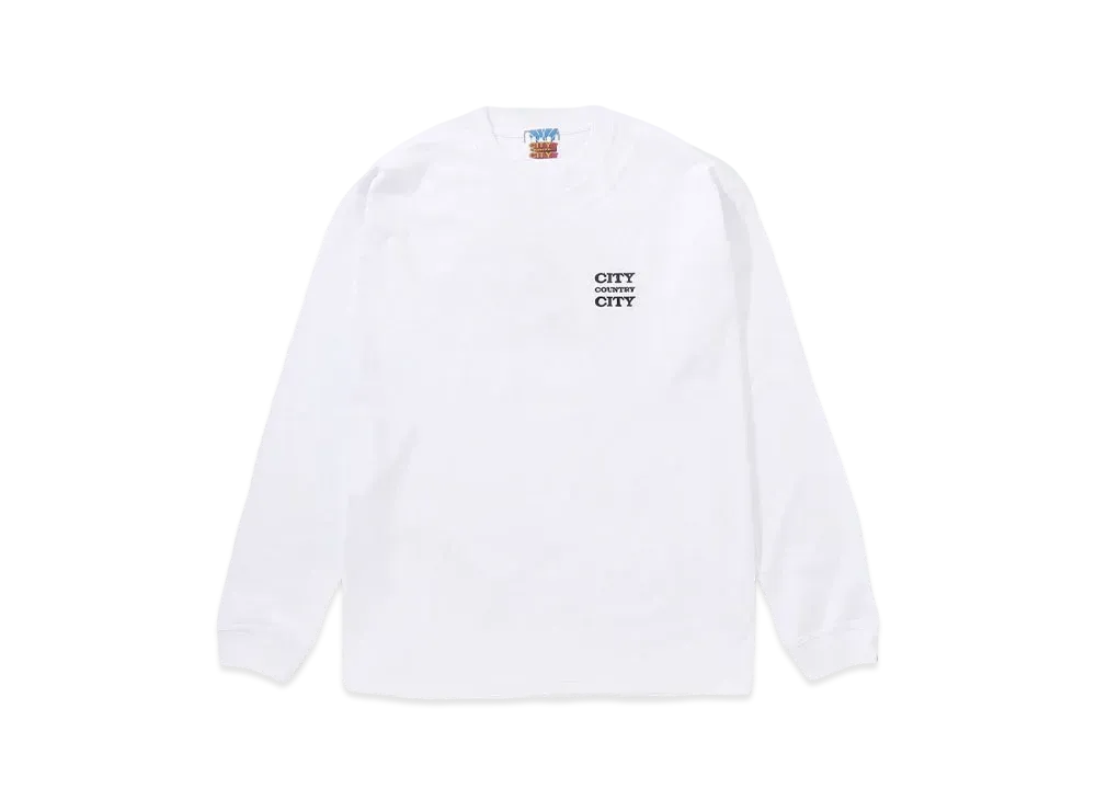 CITY COUNTRY CITY EMBROIDERED LOGO COTTON L/S T-SHIRT "WHITE"