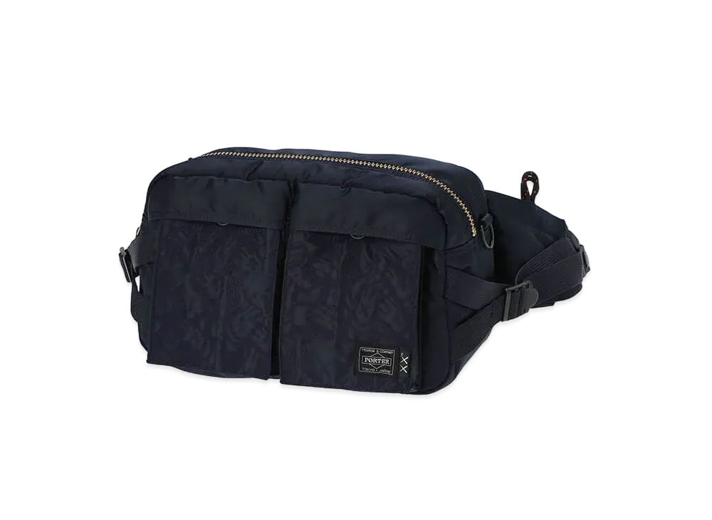 PORTER TANKER x KAWS Waist Bag "Iron Blue"
