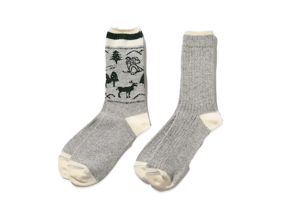 END. x Clarks Originals x BEAMS PLUS 2 Pack Rag Socks Ski Trek Man Intarsia Knitting "Gray"