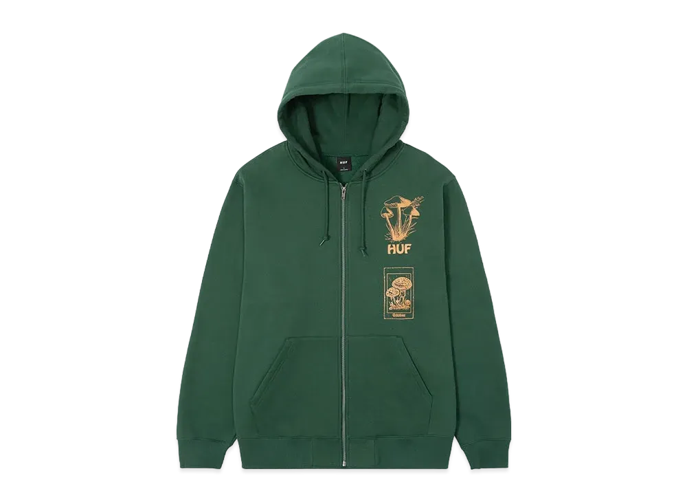 HUF Mushroom Bizarre Botanicals Full Zip Hoodie "Forest Green"