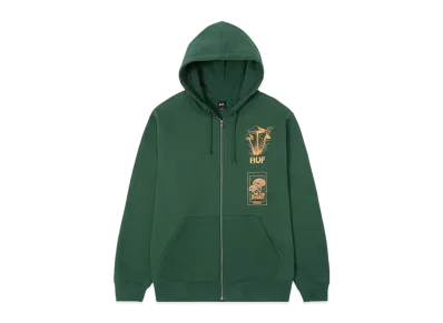 HUF Mushroom Bizarre Botanicals Full Zip Hoodie "Forest Green"