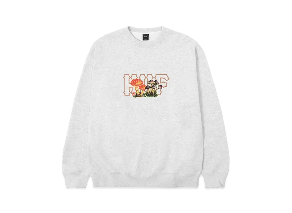 HUF Mushroom World of Mycology Crew "Ash Grey"