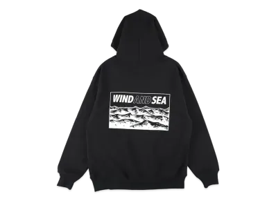 WIND AND SEA Wave Print Hoodie "Black"