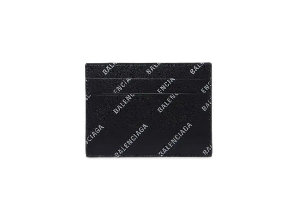 BALENCIAGA Cash Card Holder with Reflective Print Allover Logo "Black"