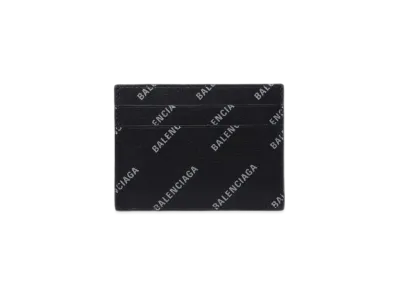 BALENCIAGA Cash Card Holder with Reflective Print Allover Logo "Black"