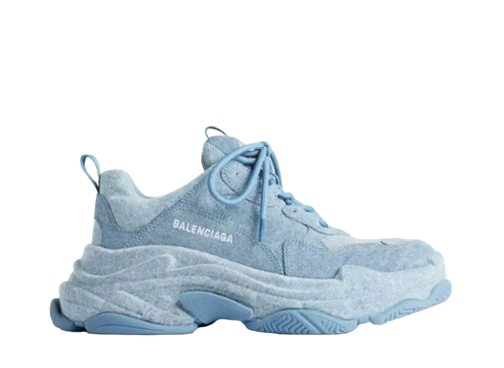 BALENCIAGA Women's Triple S Sneaker Denim "Blue"