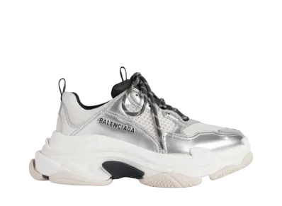 BALENCIAGA Women's Triple S Sneaker "Black/White/Silver"