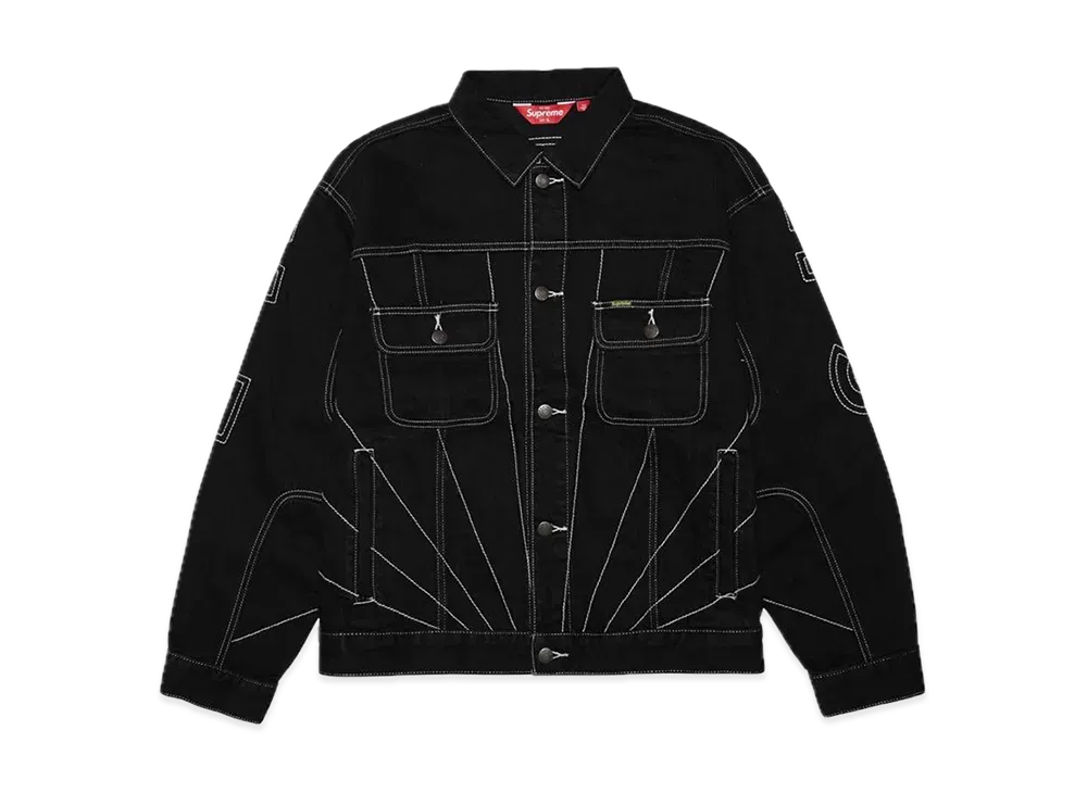 Supreme Radial Embroidered Denim Trucker Jacket "Black"