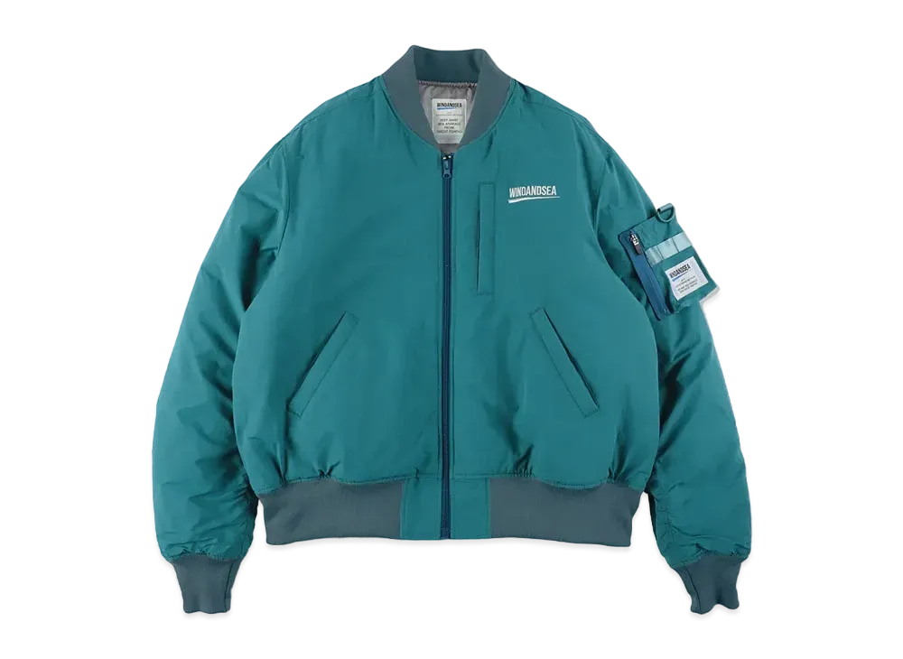 WIND AND SEA Fishnet Recycled Nylon MA-1 Jacket "Sea Foam"
