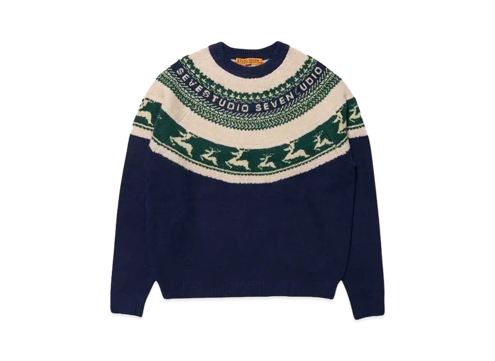 STUDIO SEVEN Nordic Crew Neck Knit "NAVY"