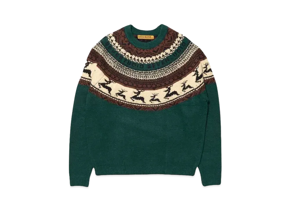 STUDIO SEVEN Nordic Crew Neck Knit "GREEN"