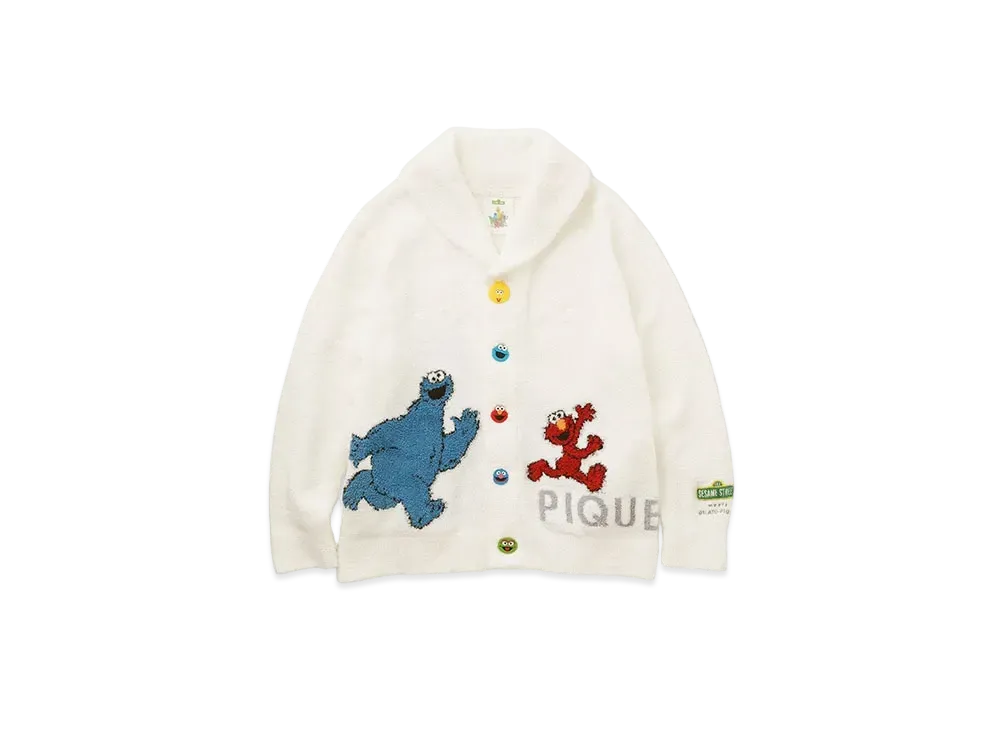 GELATO PIQUE x Sesame Street Unisex Jacquard Shawl Cardigan "Off White"