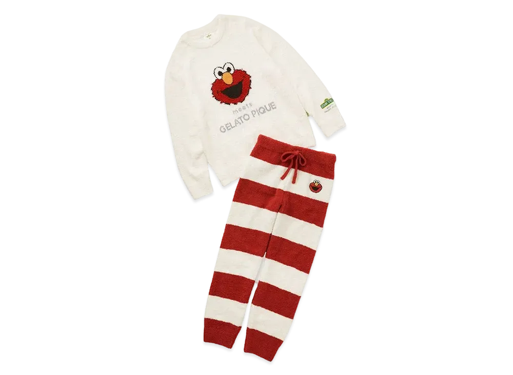 GELATO PIQUE x Sesame Street Homme Jacquard Pullover & Long Pants Set "Red"