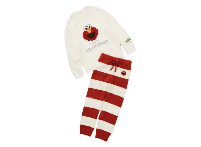 GELATO PIQUE x Sesame Street Homme Jacquard Pullover & Long Pants Set "Red"