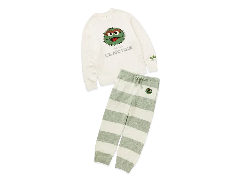 GELATO PIQUE x Sesame Street Homme Jacquard Pullover & Long Pants Set "Green"
